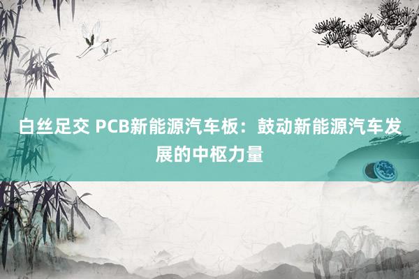 白丝足交 PCB新能源汽车板：鼓动新能源汽车发展的中枢力量