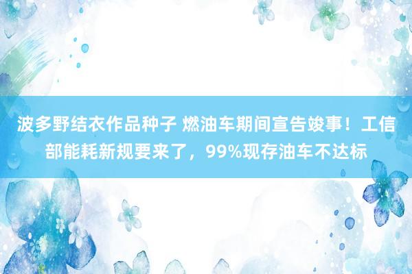 波多野结衣作品种子 燃油车期间宣告竣事！工信部能耗新规要来了，99%现存油车不达标