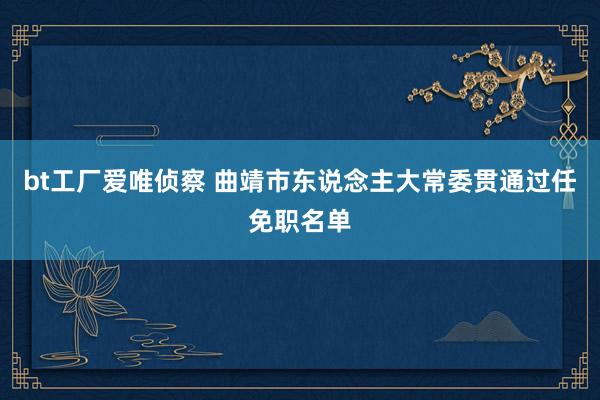 bt工厂爱唯侦察 曲靖市东说念主大常委贯通过任免职名单