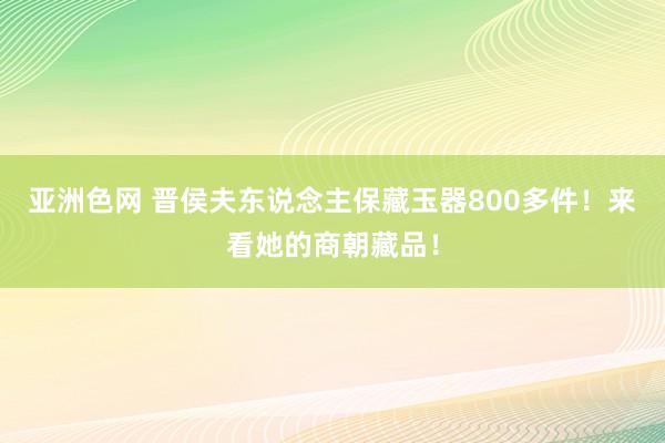 亚洲色网 晋侯夫东说念主保藏玉器800多件！来看她的商朝藏品！