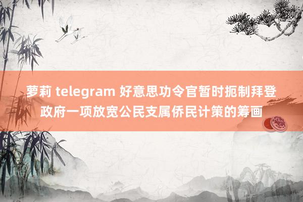 萝莉 telegram 好意思功令官暂时扼制拜登政府一项放宽公民支属侨民计策的筹画