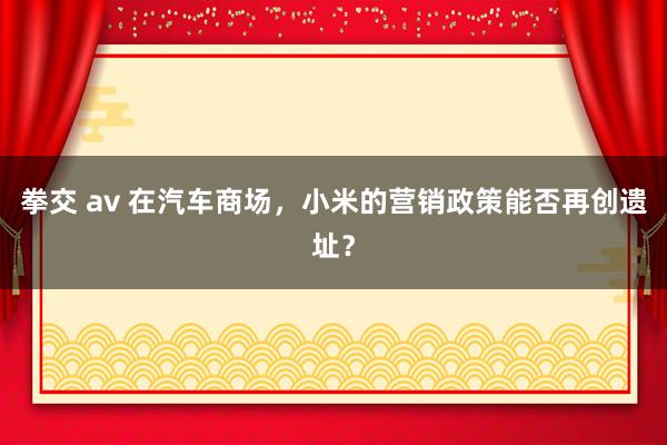 拳交 av 在汽车商场，小米的营销政策能否再创遗址？