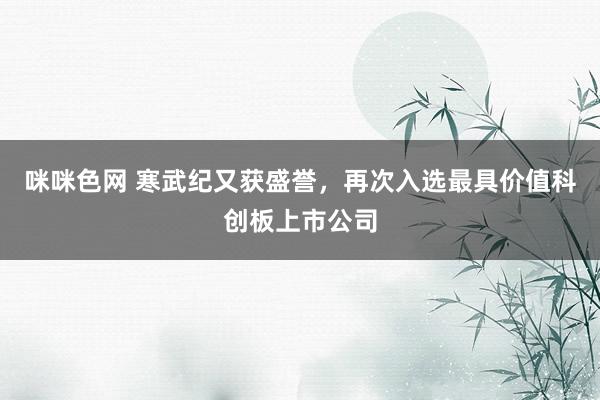 咪咪色网 寒武纪又获盛誉，再次入选最具价值科创板上市公司