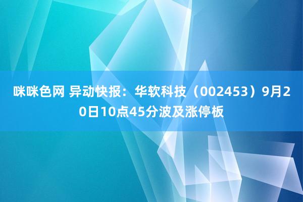 咪咪色网 异动快报：华软科技（002453）9月20日10点45分波及涨停板