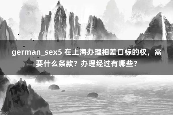 german_sex5 在上海办理相差口标的权，需要什么条款？办理经过有哪些？