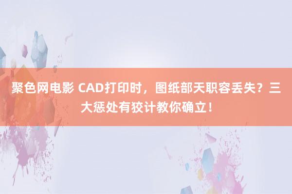 聚色网电影 CAD打印时，图纸部天职容丢失？三大惩处有狡计教你确立！