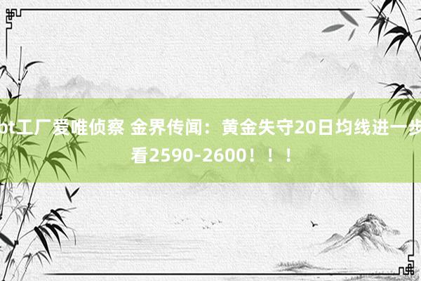 bt工厂爱唯侦察 金界传闻：黄金失守20日均线进一步看2590-2600！！！