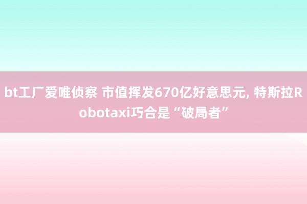 bt工厂爱唯侦察 市值挥发670亿好意思元， 特斯拉Robotaxi巧合是“破局者”