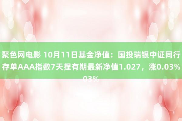 聚色网电影 10月11日基金净值：国投瑞银中证同行存单AAA指数7天捏有期最新净值1.027，涨0.03%