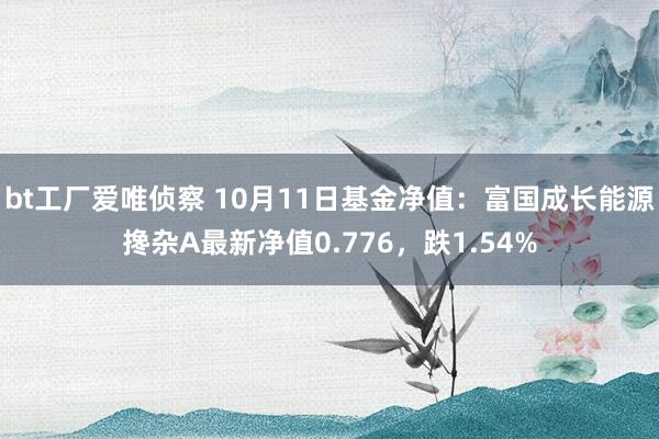 bt工厂爱唯侦察 10月11日基金净值：富国成长能源搀杂A最新净值0.776，跌1.54%