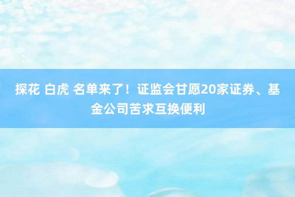 探花 白虎 名单来了！证监会甘愿20家证券、基金公司苦求互换便利