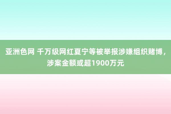 亚洲色网 千万级网红夏宁等被举报涉嫌组织赌博，涉案金额或超1900万元