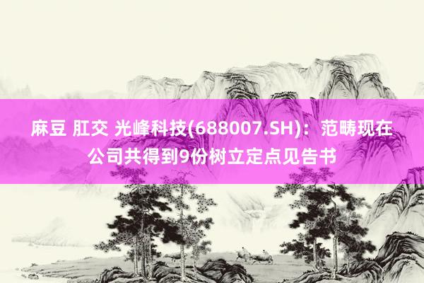 麻豆 肛交 光峰科技(688007.SH)：范畴现在公司共得到9份树立定点见告书