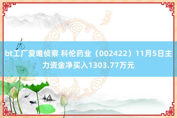 bt工厂爱唯侦察 科伦药业（002422）11月5日主力资金净买入1303.77万元