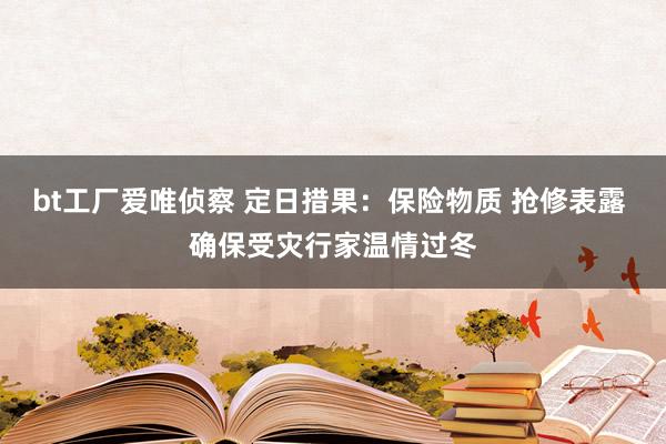 bt工厂爱唯侦察 定日措果：保险物质 抢修表露 确保受灾行家温情过冬