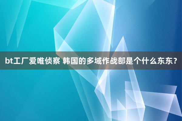 bt工厂爱唯侦察 韩国的多域作战部是个什么东东？